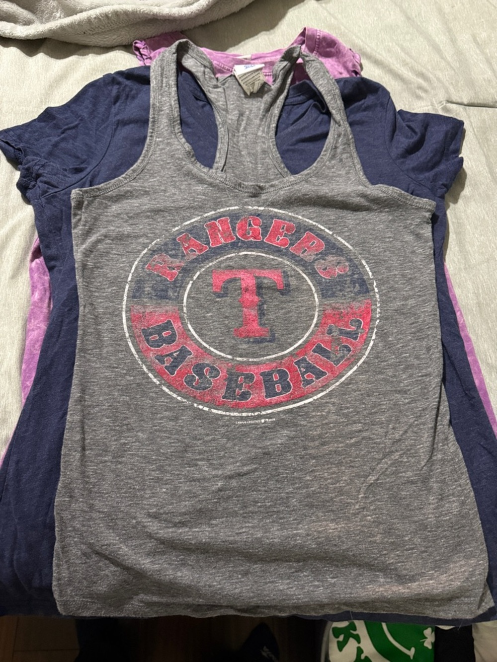 Rangers Baseball Graphic Gray Tank Top